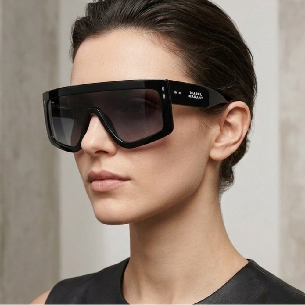 New! Isabel Marant IM0155/S 8079O Black Shield Sunglasses, Authentic